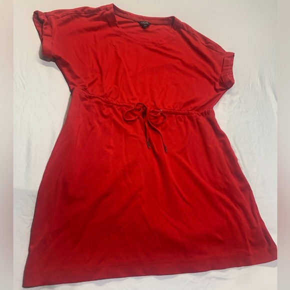 💚 Rachel Roy Red Drawstring Waist T-Shirt Dress - Size XL/TG - Picture 2 of 6